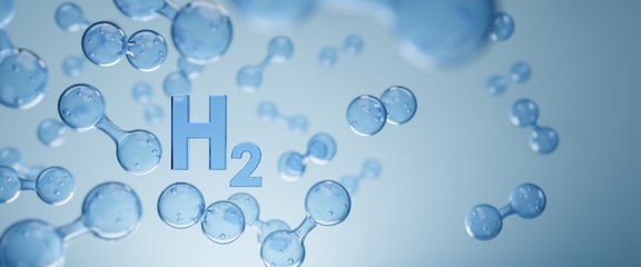 Aufrechterhaltung von Wasserstoffgas (H2). Neue grüne Energie, Wasser-Brennstoffzelle, zukünftiger Wasserstoff für nachhaltige Umwelt, Energiebilanz, nachhaltige Energie. H2-Molekül in den Blasen in der Flüssigkeit.